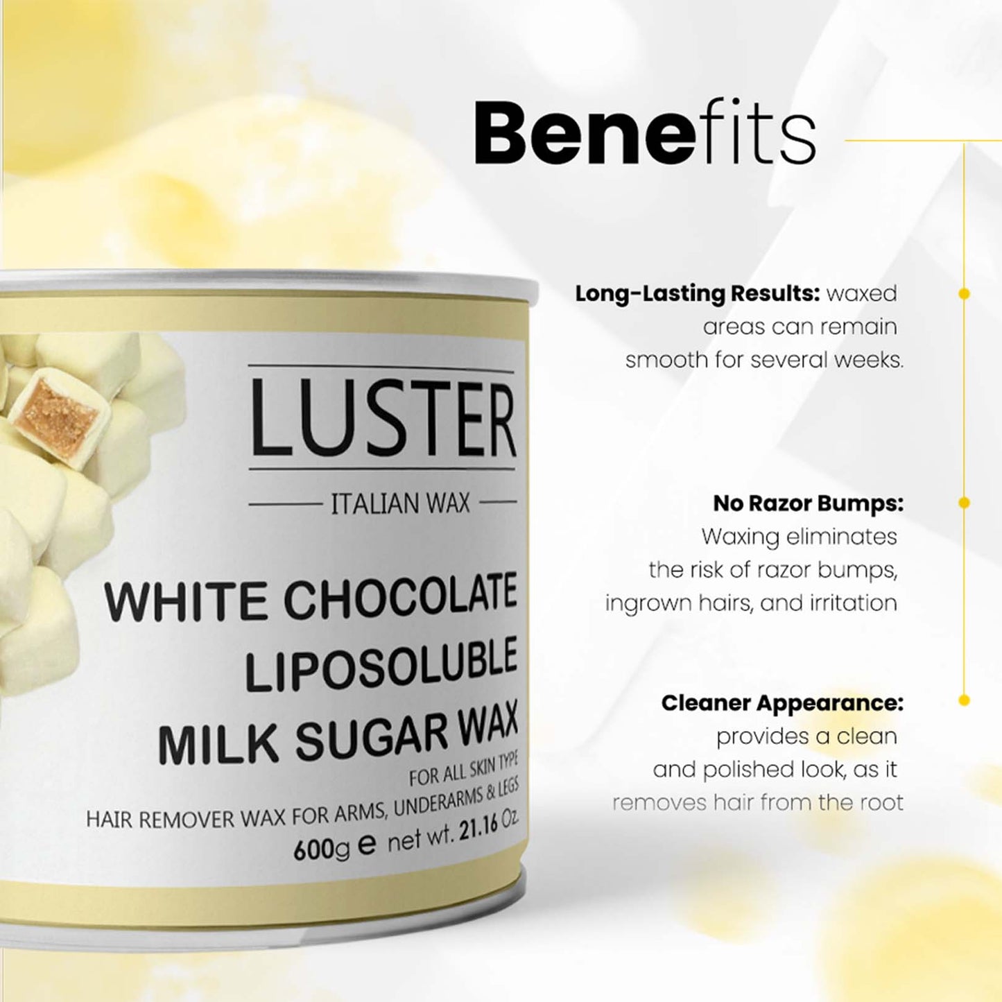 Luster White Chocolate Hair Removal Hot Wax - 600g