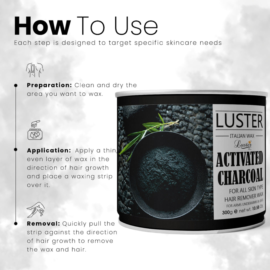 Products Luster Activated Charcoal Hair Removal Hot Wax - 300ml
