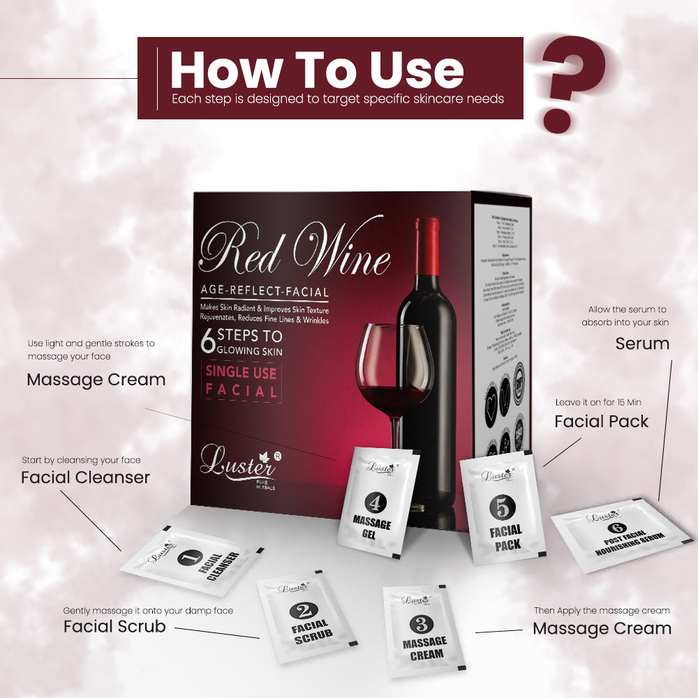 Luster Red Wine Facial Kit 320ML (16 Facials)
