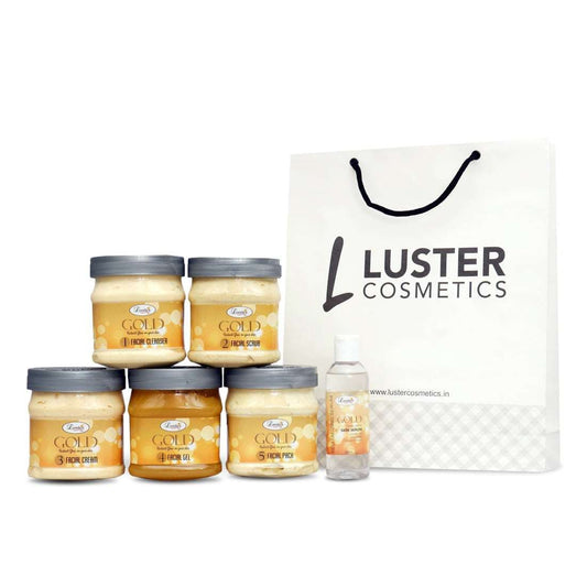 Luster Gold Radiance Facial Kit Salon Eco Pack (2600 ml) - Paraben & Sulfate Free.