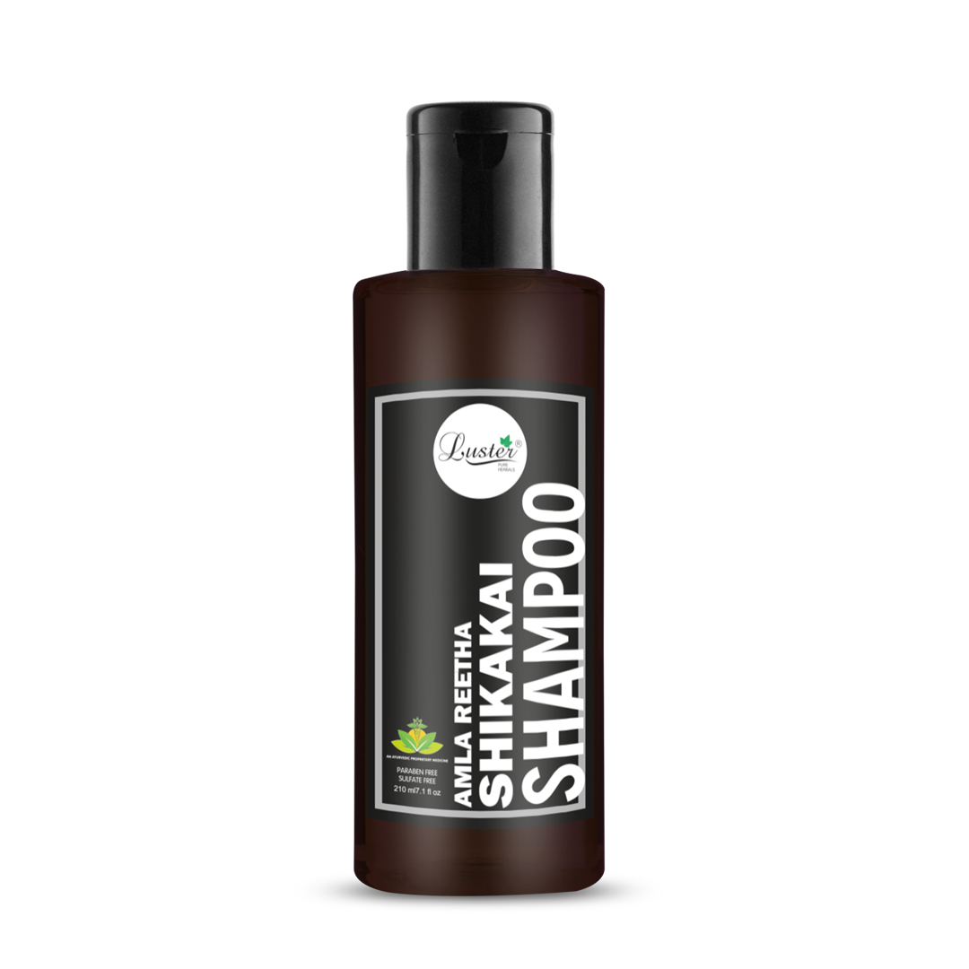 Luster Amla Reetha Shikakai Shampoo | Enriched With Amla Extracts | Shampoo For Hair Fall Control & Hair Growth | Hair Treatment For Women & Men | Paraben & Sulphate Free - 210ml - Luster Cosmetics