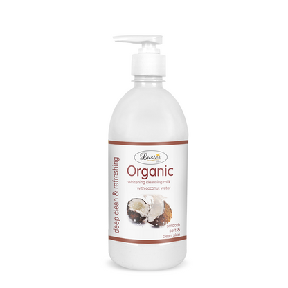 Luster Organic Whitening Coconut Cleansing Milk | Enriched With Coconut Water | Deep Clean & Refreshing | Natural Facial Cleansing Milk For Women | Paraben & Sulfate Free - 500ml - Luster Cosmetics