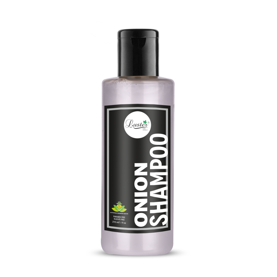 Luster Onion Oil Shampoo | Enriched With Organic Extracts | Shampoo For Hair Growth & Repair | For Dry and Frizzy Hair | For Women & Men | Paraben & Sulphate Free - 210ml - Luster Cosmetics
