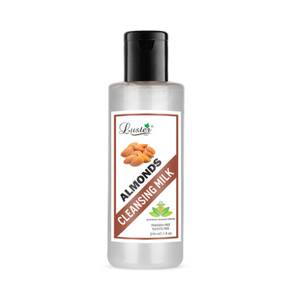 Luster Almond Nourishing Cleansing Milk For Face | Almond With Extra Vitamin E | Cleansing Milk For Dry Skin & Oily Skin | Makeup Remover | Paraben & Sulfate Free - 210ml - Luster Cosmetics