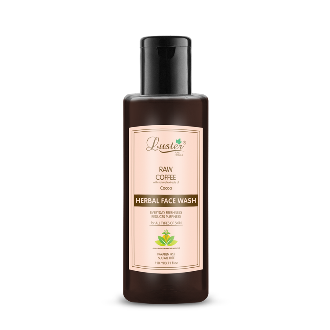 Luster Raw Coffee Face Wash | Enriched With Cocoa Extracts | Reduces Puffiness | Face Wash For Glowing Skin | Women & Men’s Face Wash (Paraben & Sulphate Free) -110ml - Luster Cosmetics