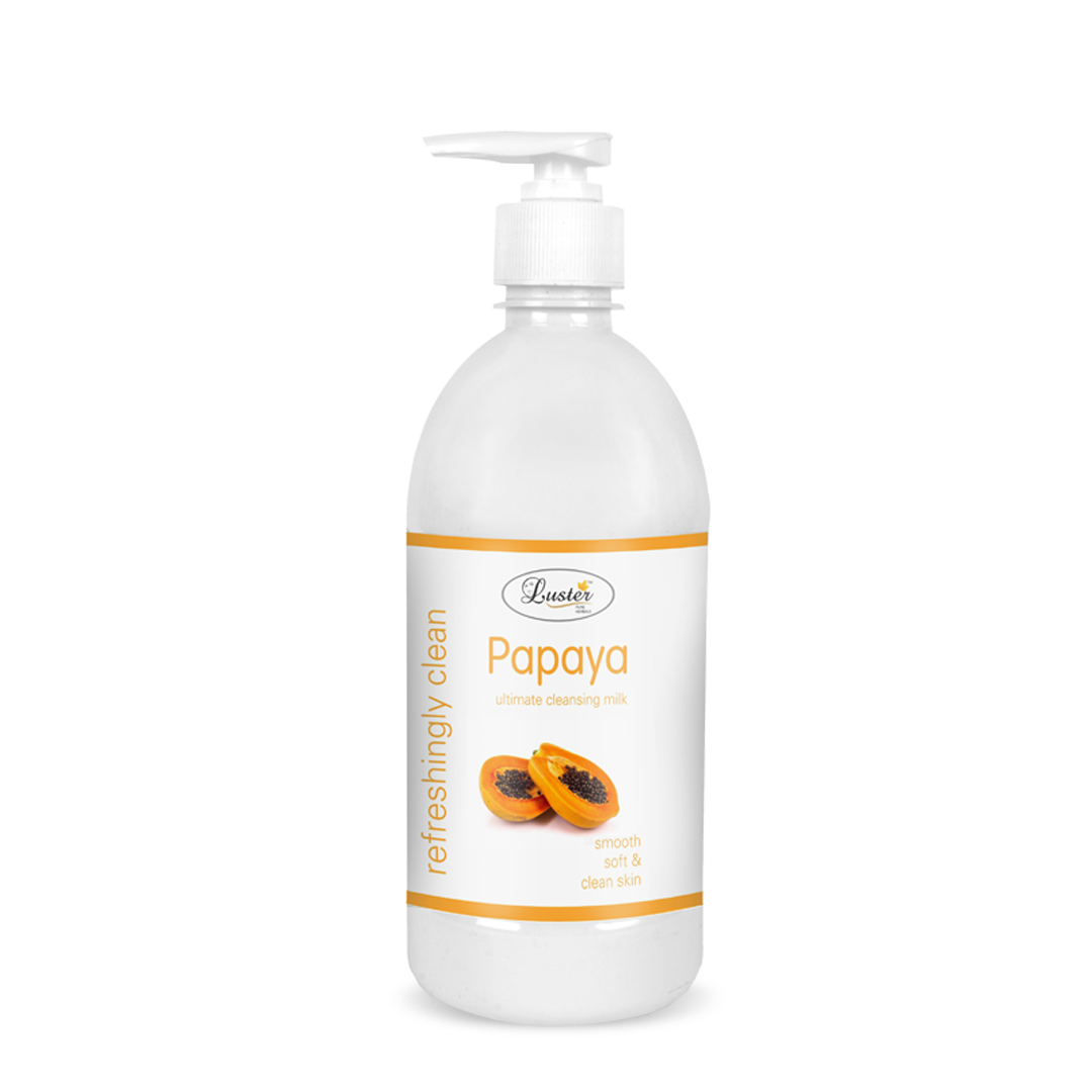 Luster Papaya Ultimate Cleansing Milk | Enriched With Natural Ingredients | For Smooth Soft & Clean Skin | Cleansing Milk For Makeup Remover | Paraben & Sulfate Free - 500ml - Luster Cosmetics