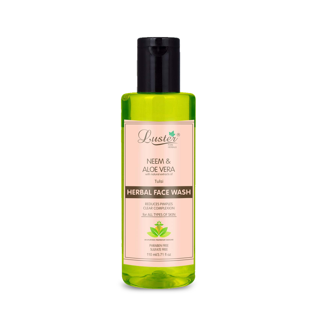 Luster Neem & Aloe Vera Face Wash | Enriched With Tulsi Extracts | Reduces Pimples & Clear Complexion | Face Wash For Women & Men | All Skin Types (Paraben & Sulphate Free) -110ml - Luster Cosmetics