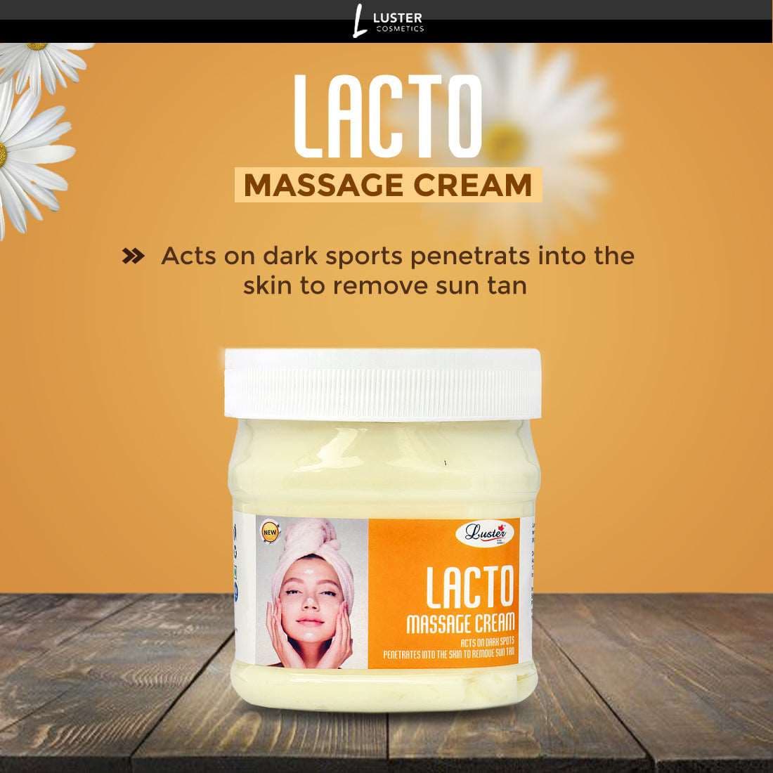 Luster Lacto Massage Cream For Face & Body (Paraben & Sulfate Free) - 500 ml