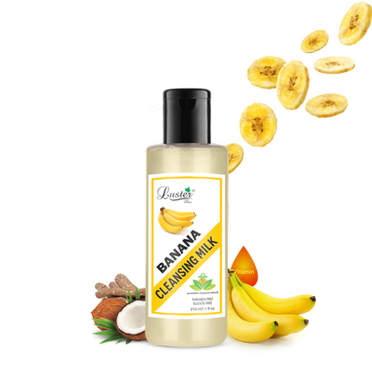 Luster Banana Cleansing Milk | Enriched With Multi-Vitamin | Deep Clean, Smooth & Soft | Facial Cleansing Milk For Women | Paraben & Sulfate Free - 210ml - Luster Cosmetics