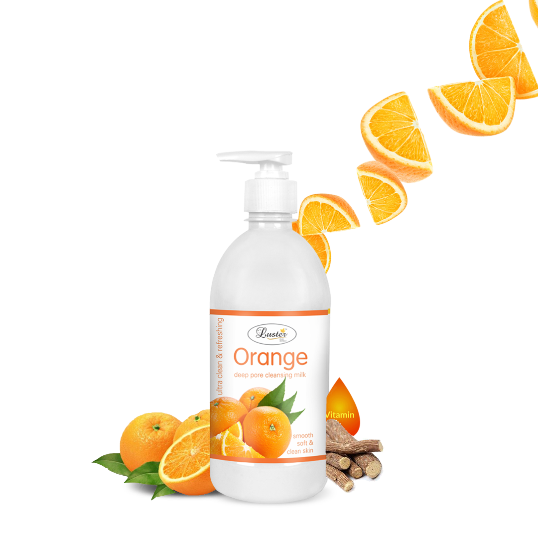 Luster Orange Deep Cleansing Milk | Enriched With Orange Extracts | Ultra Clean & Refreshing | Cleansing Milk For Face Makeup Remover | Paraben & Sulfate Free - 500ml - Luster Cosmetics