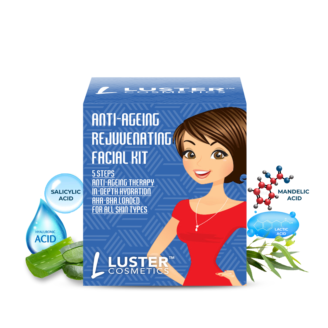 Luster Cosmetics Facial Combo | Rice Water & Charcoal & Anti Ageing - 3x45g