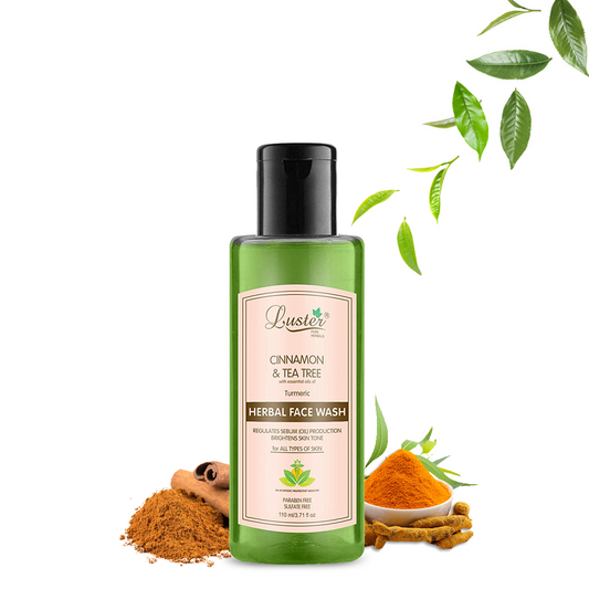 Luster Cinnamon & Tea Tree Face Wash | Made With Natural Ingredients | Herbal Acne Face Wash | For Oily & Dry Skin | For Women & Men (Paraben & Sulphate Free) -110ml - Luster Cosmetics