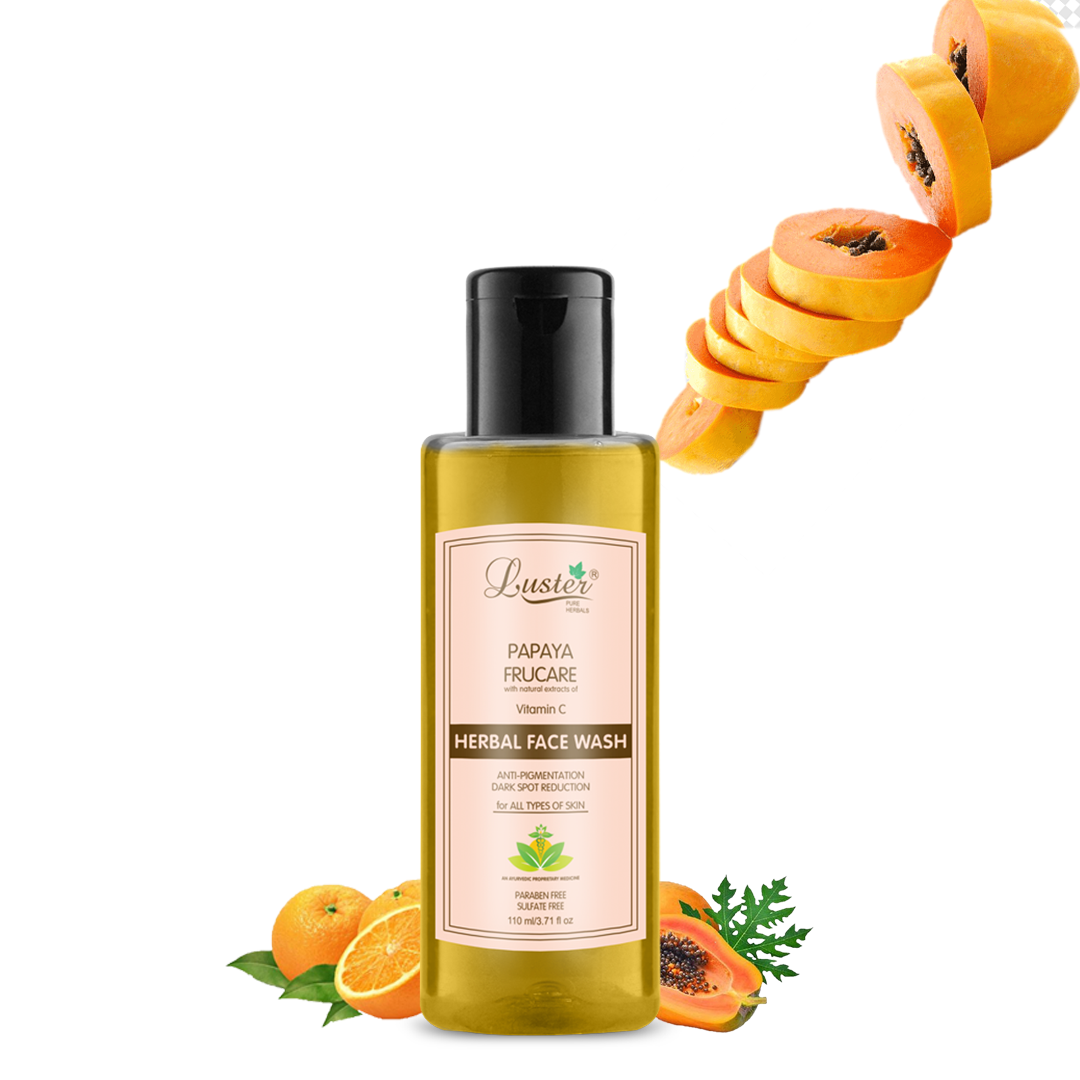 Luster Papaya Frucare Face Wash | Enriched With Vitamin C Extracts | Herbal Face Wash | Anti Pigmentation & Dark Spot Reduction | For Women & Men (Paraben & Sulphate Free) -110ml - Luster Cosmetics