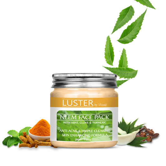 Luster Neem Face Pack | Anti-Acne | Pimple Clearing | Ayurvedic Face Pack | With Turmeric, Mint & Clove | Paraben Free | 200 g - Luster Cosmetics
