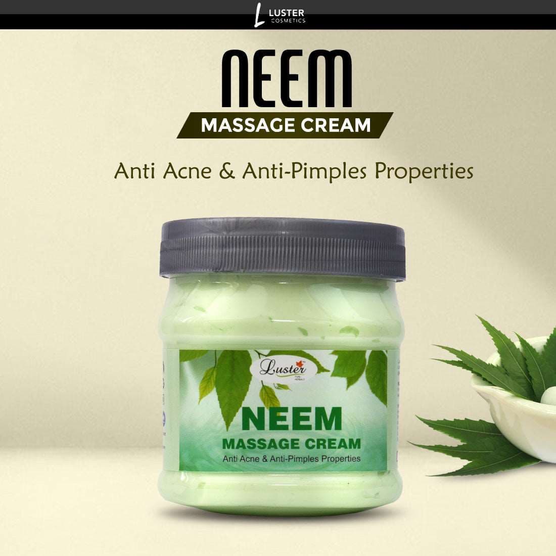Luster Neem Facial Face & Body Massage Cream for Men & Women (No Paraben & Sulfate) - 500ml.