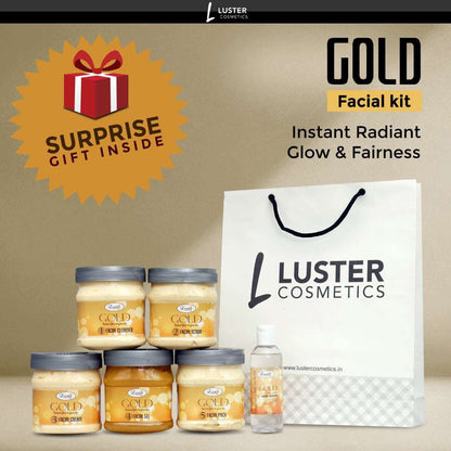 Luster Gold Radiance Facial Kit Salon Eco Pack (2600 ml) - Paraben & Sulfate Free.