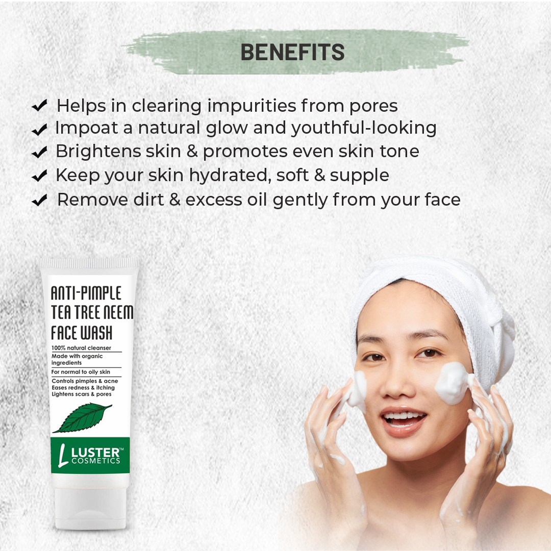 Luster Cosmetics Anti-Pimple Tea Tree Neem Face Wash - 100ml