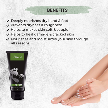 True Derma Essentials Hand & Foot Cream | Restores Natural Glow | Enriched With Aloe Vera & Vitamin-E | Hand And Foot Cream For Glowing Skin | For Women & Men - 100ml - Luster Cosmetics