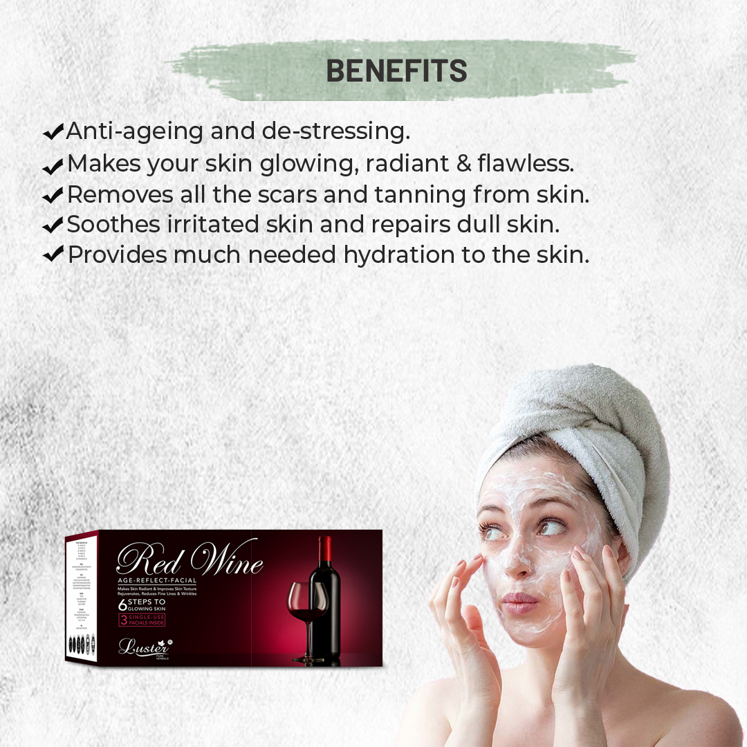 Luster Red Wine Age Reflect Facial Kit 120ml Luster Cosmetics