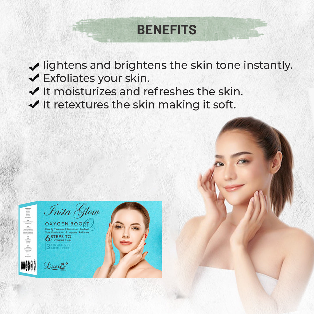 Luster Insta Glow Oxygen Boost Facial Kit - 120ml