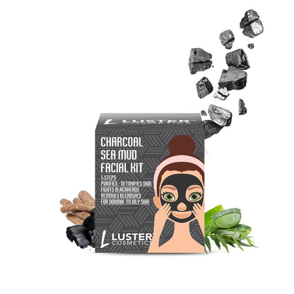 Luster Cosmetics Charcoal Combo Pack | Peel Off Mask (100ml) | Body Wash (300ml) | Face Wash (100ml) | Facial Kit (45g) | Detoxifies Skin | Enriched With Pure Carbon | Acne & Pimples Treatment | Paraben & Salfate Free