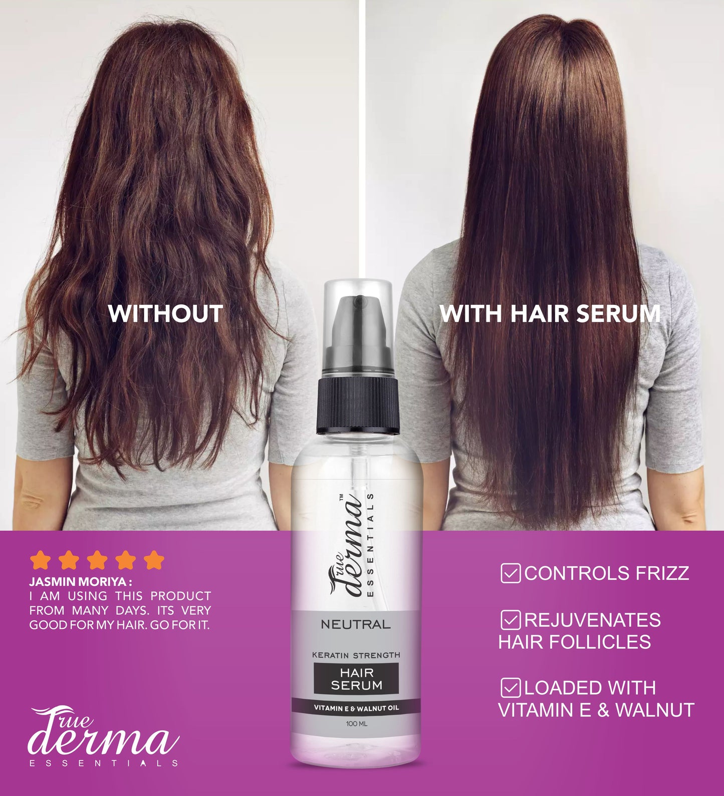 True Derma Essentials Keratin Strength Hair Serum - 100ml