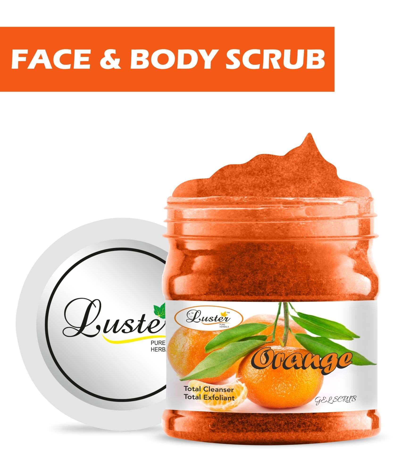 Luster Orange Face & Body Gel Scrub (Paraben & Sulfate Free)-500 ml.