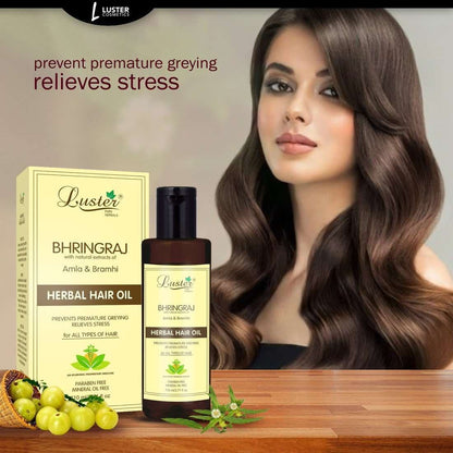 Luster Bhringraj Herbal Hair Oil (Paraben & Mineral Oil Free)-110 ml - Luster Cosmetics