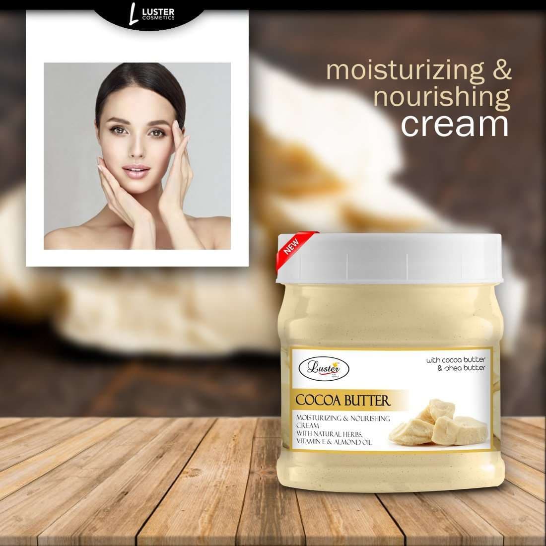 Luster Cocoa Butter Moisturizing & Nourishing Massage Cream (Paraben & Sulfate Free)-500ml - Luster Cosmetics