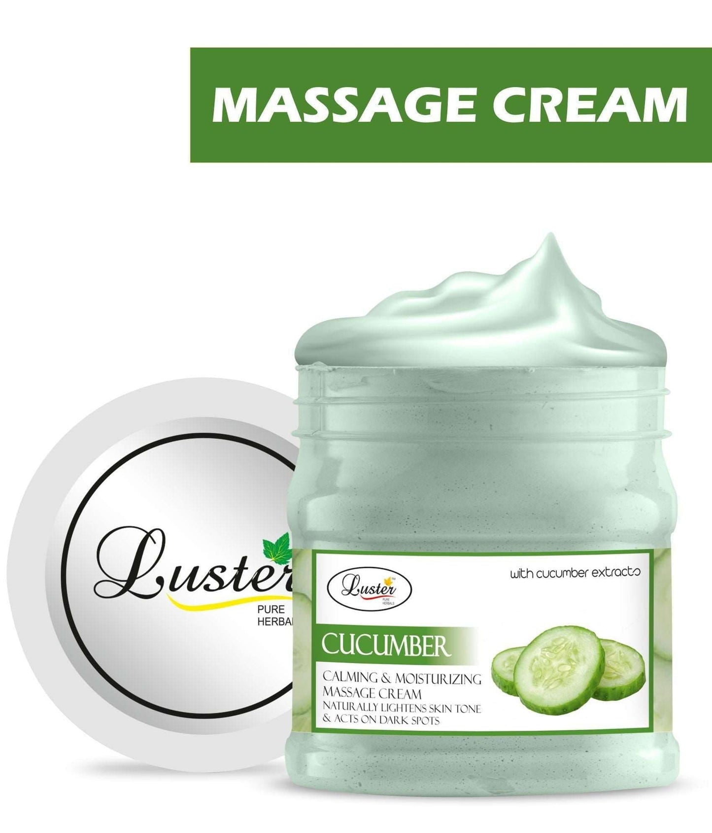 Luster Cucumber Calming & Moisturizing Skin Facial Massage Cream (Paraben & Sulfate Free)-500ml - Luster Cosmetics