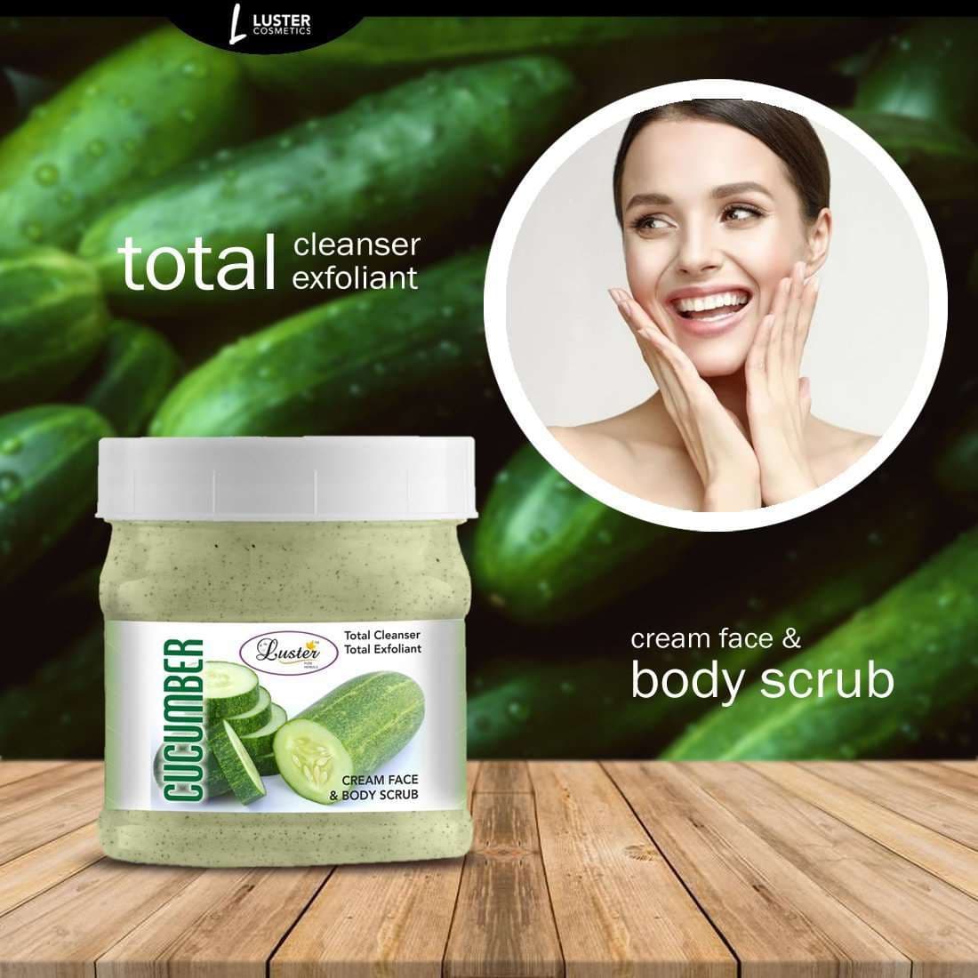 Luster Cucumber Face & Body Cream Scrub (Paraben & Sulfate Free)-500 ml - Luster Cosmetics