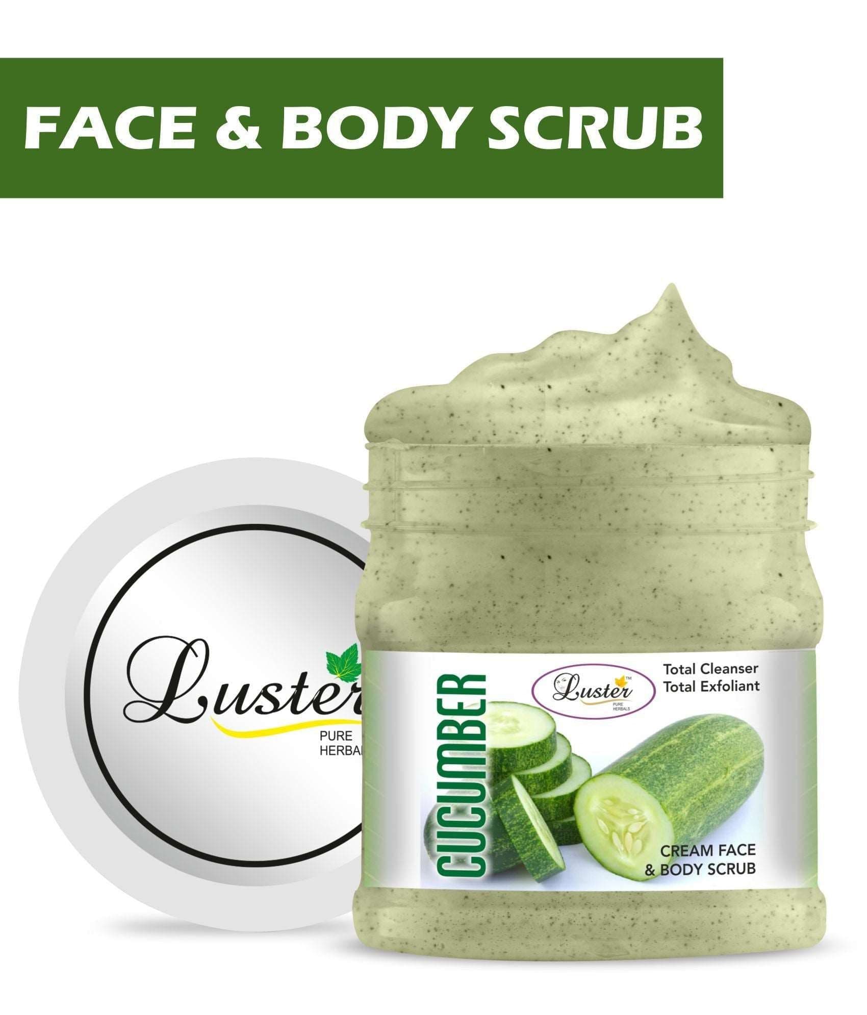 Luster Cucumber Face & Body Cream Scrub (Paraben & Sulfate Free)-500 ml - Luster Cosmetics