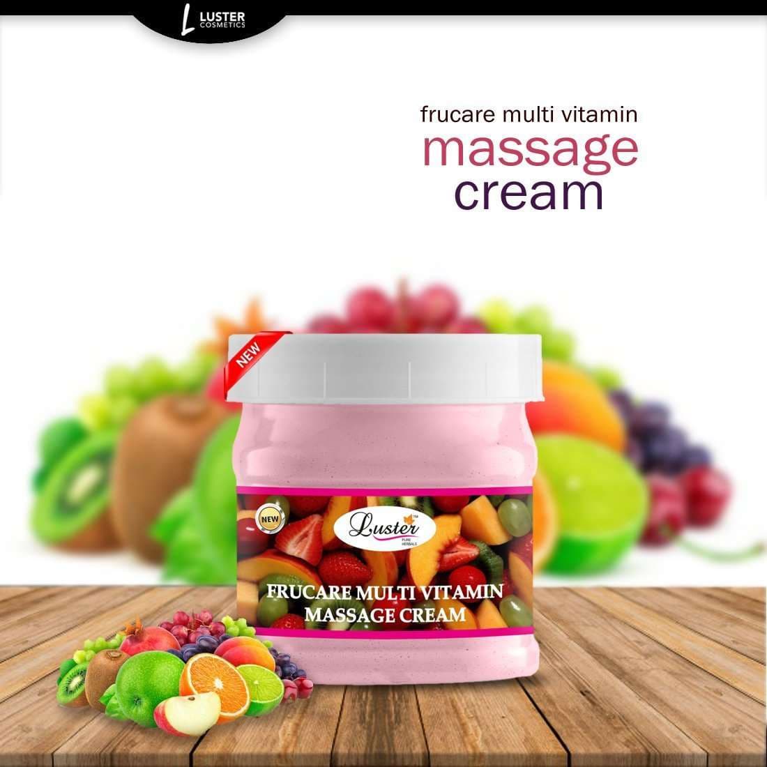 Luster Frucare Multi Vitamin Facial Massage Cream (Paraben & Sulfate Free)-500ml - Luster Cosmetics
