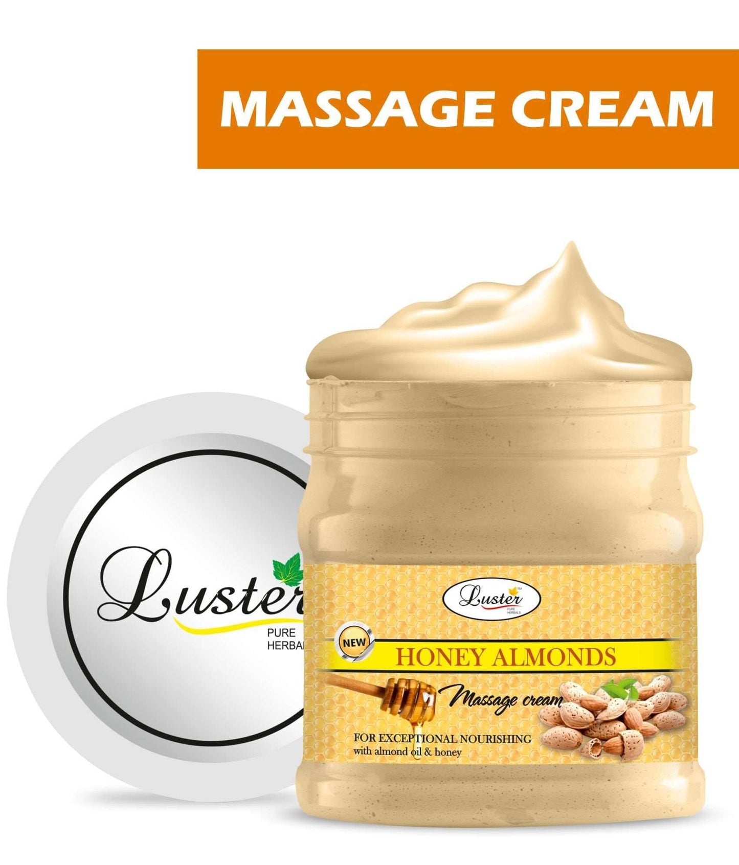 Luster Honey Almonds Exceptional Nourishing Facial Massage Cream (Paraben & Sulfate Free)-500ml - Luster Cosmetics