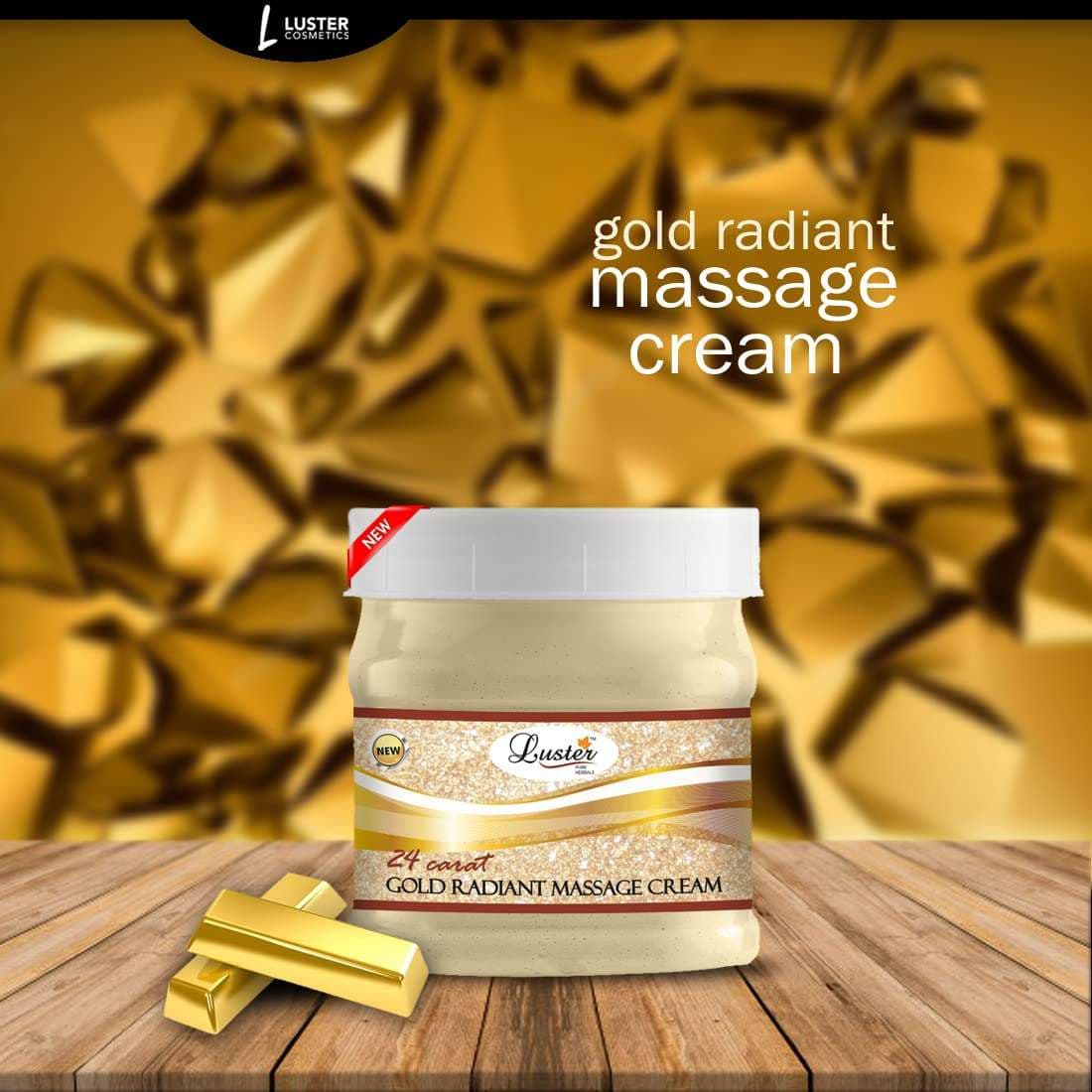 Luster Gold Facial Kit | Helps Brightens Skin | Gold Facial Scrub | Gold Massage Cream | Gold Massage Gel | Gold Face Pack | Gold Facial Kit for Women & Men | No Paraben & Sulfate- 500 ml (Pack of 4)