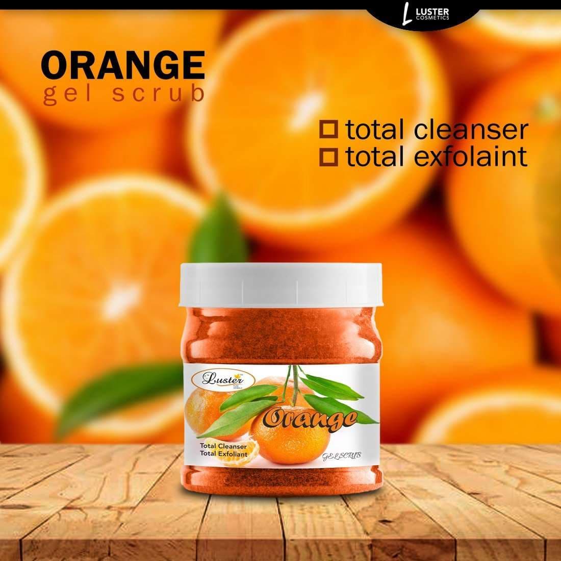 Luster Orange Face & Body Gel Scrub (Paraben & Sulfate Free)-500 ml.