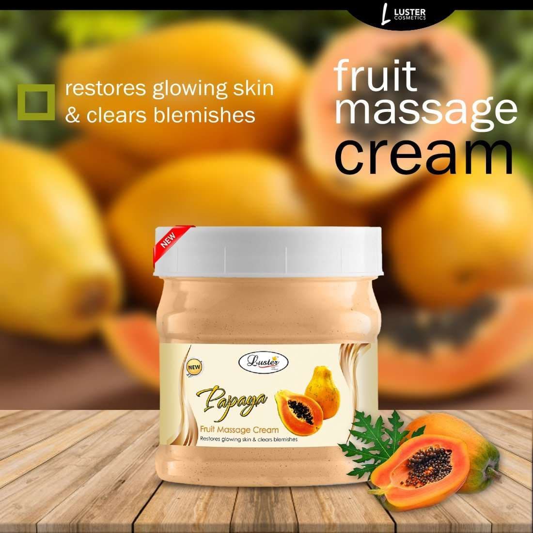 Luster Papaya Fruit Facial Massage Cream (Paraben & Sulfate Free)-500ml.