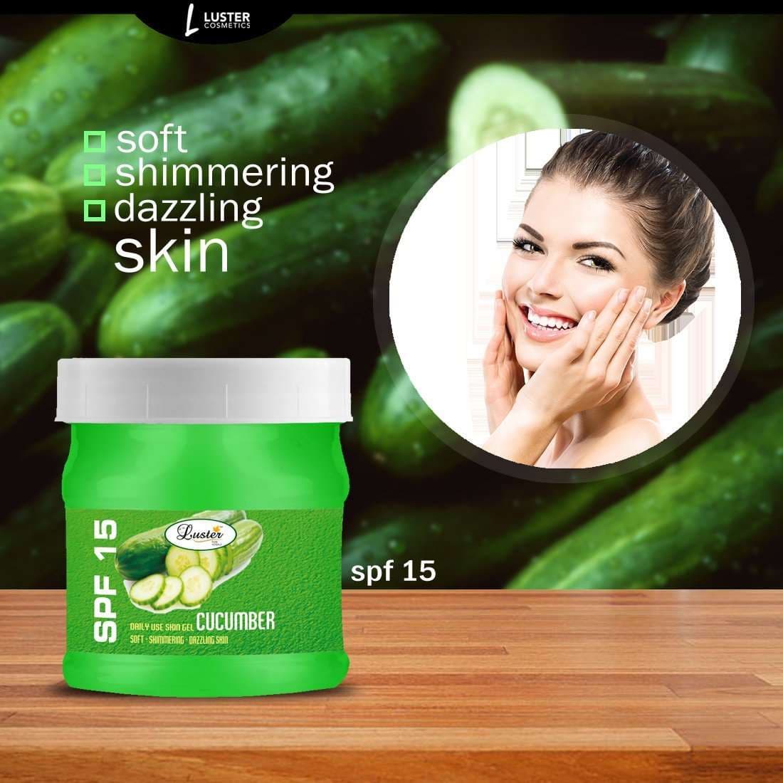 Luster SPF 15 Cucumber Skin Gel (Paraben & Sulfate Free)-500ml