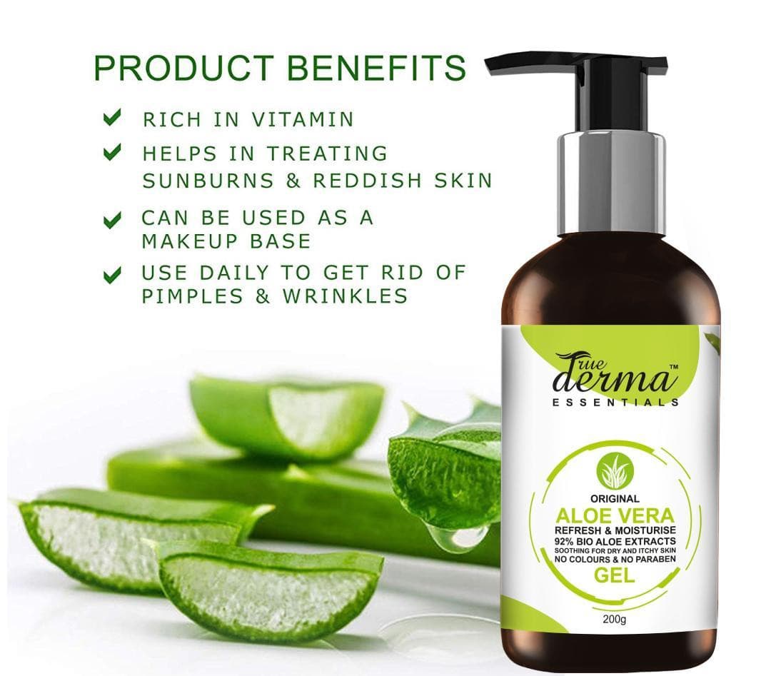 True Derma Essentials Aloe Vera Gel, 200 ml - Luster Cosmetics